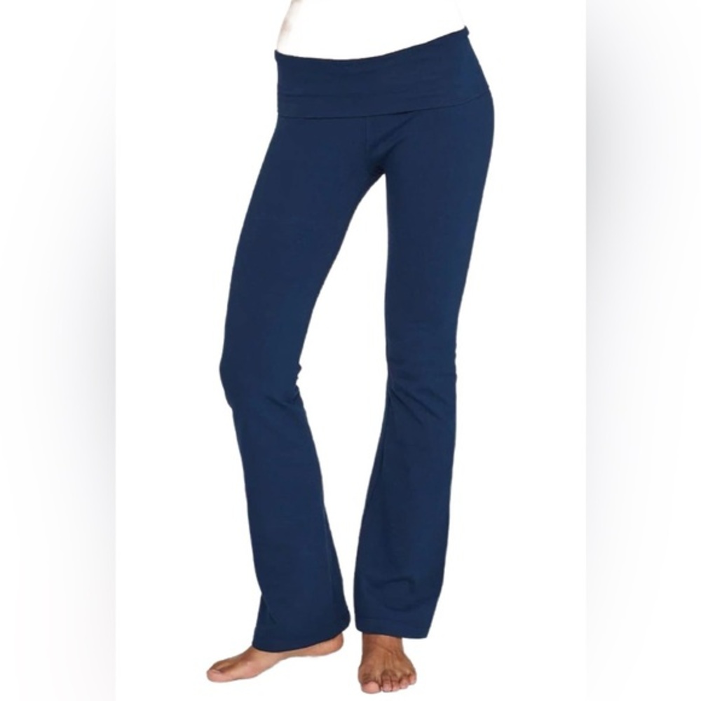 Hard Tail Forever XS Foldover Flare Yoga Pants | Vintage Blue, Made in USA
